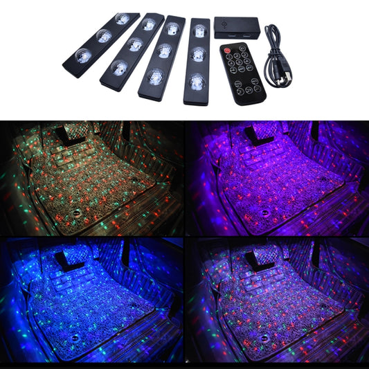 Car LED underseat light kit with four black light bars and RGB remote control