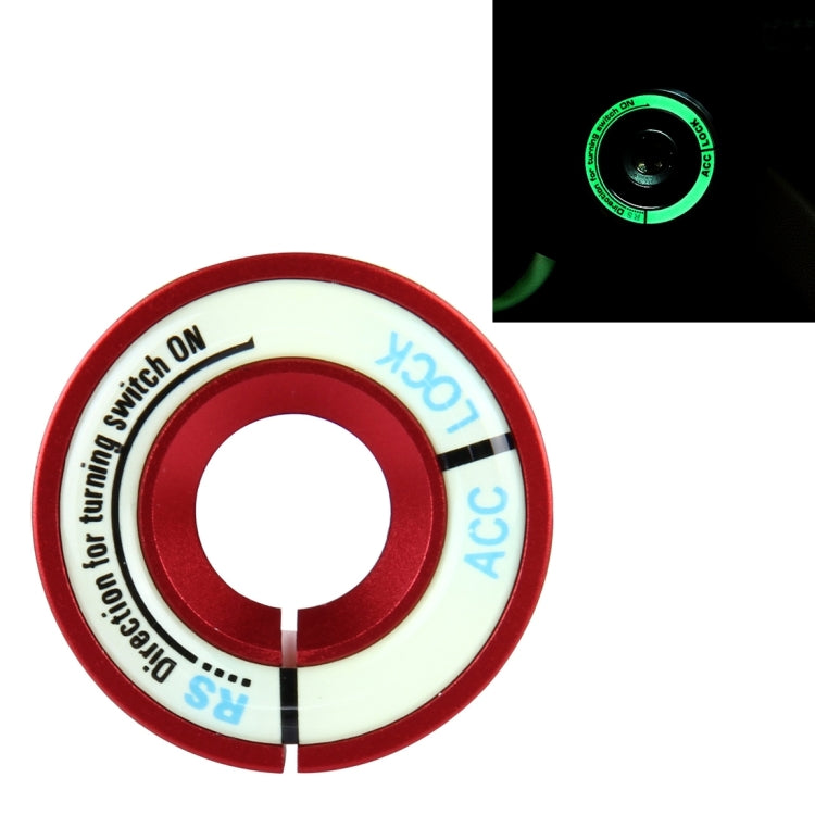 Car ignition switch luminous decoration ring, red outer with pale glow and blue ACC/LOCK marks