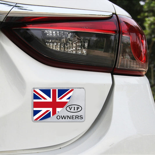 Universal Car UK Flag Rectangle Shape VIP Metal Decorative Sticker, UK Flag (Gold), UK Flag (Silver)