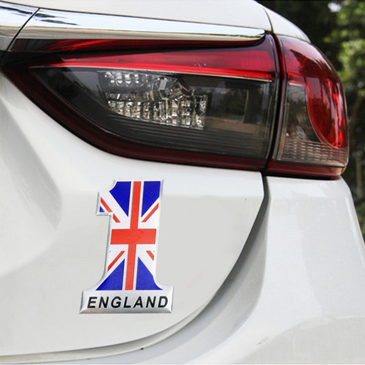 Universal Car UK Flag Number 1 Shape Metal Decorative Sticker, UK Flag Number 1 Shape