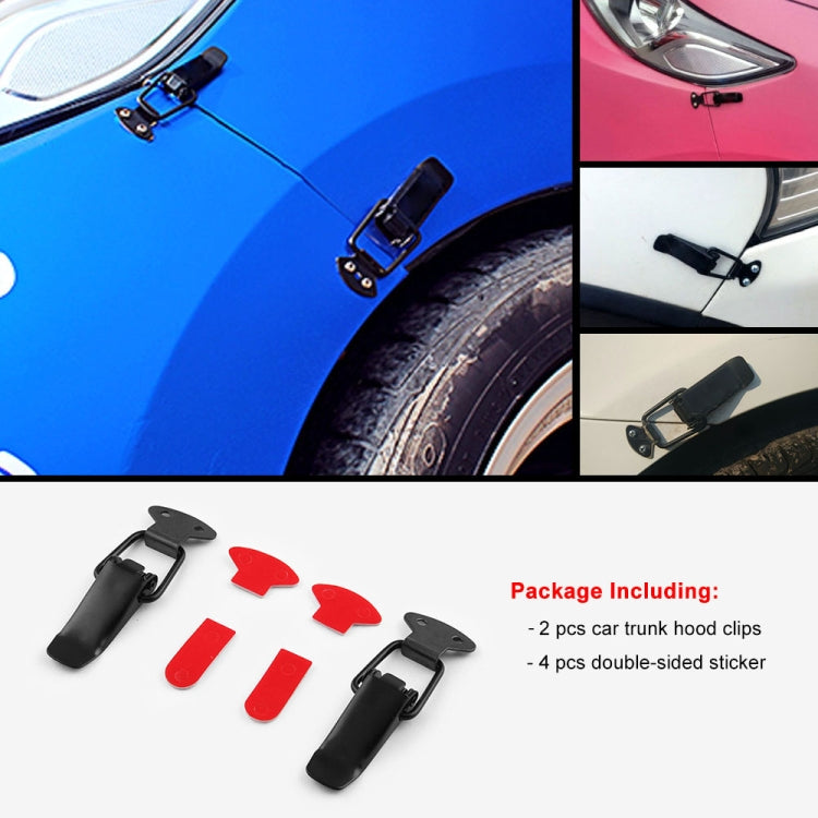 2-piece black bumper safety hook lock clip set with red double-sided stickers
