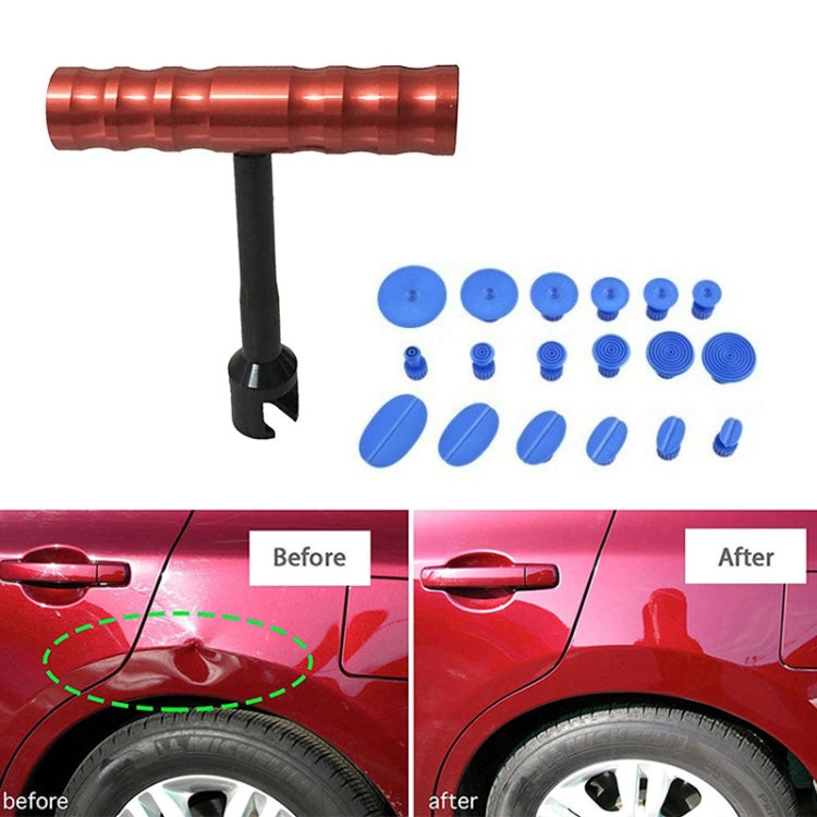 19 in 1 Auto Repair Body Tool Kit Paintless Dent Repair Hail Removal Small Red T Bar Slide Hammer Dent Repair Tool Kit, 19 in 1 Small Red T Bar