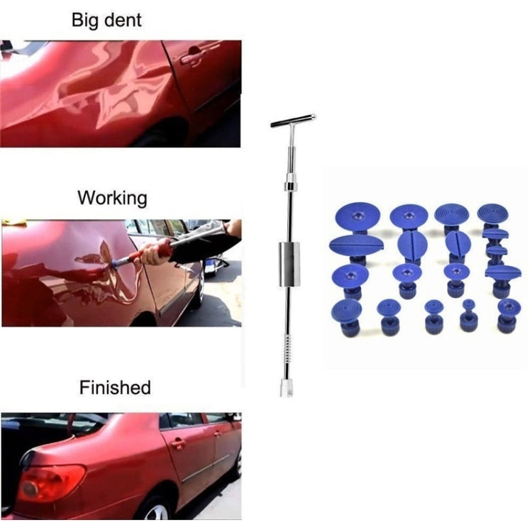 Dent repair kit with slide hammer handle and blue suction cup set
