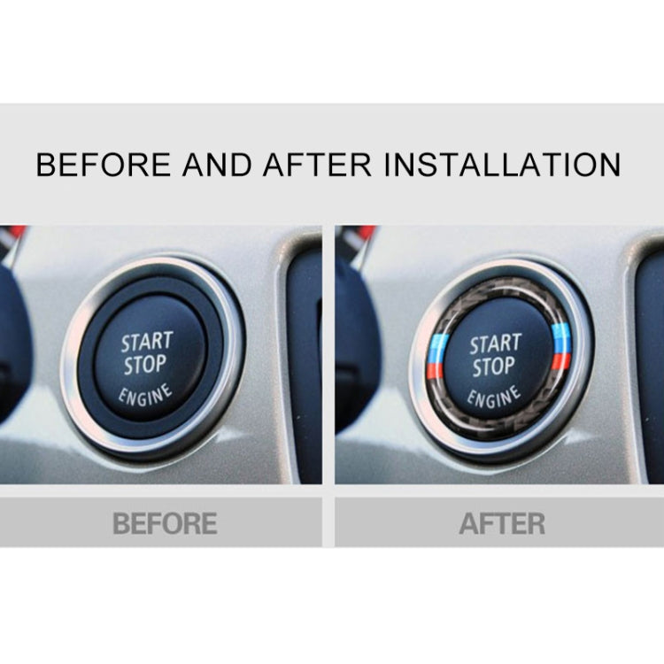 Car Carbon Fiber Soft Panel Engine Start Key Push Button Ring Trim Decorative Sticker for BMW E90 / E92 / E93 2005-2012, Soft Ring Trim Decorative Sticker