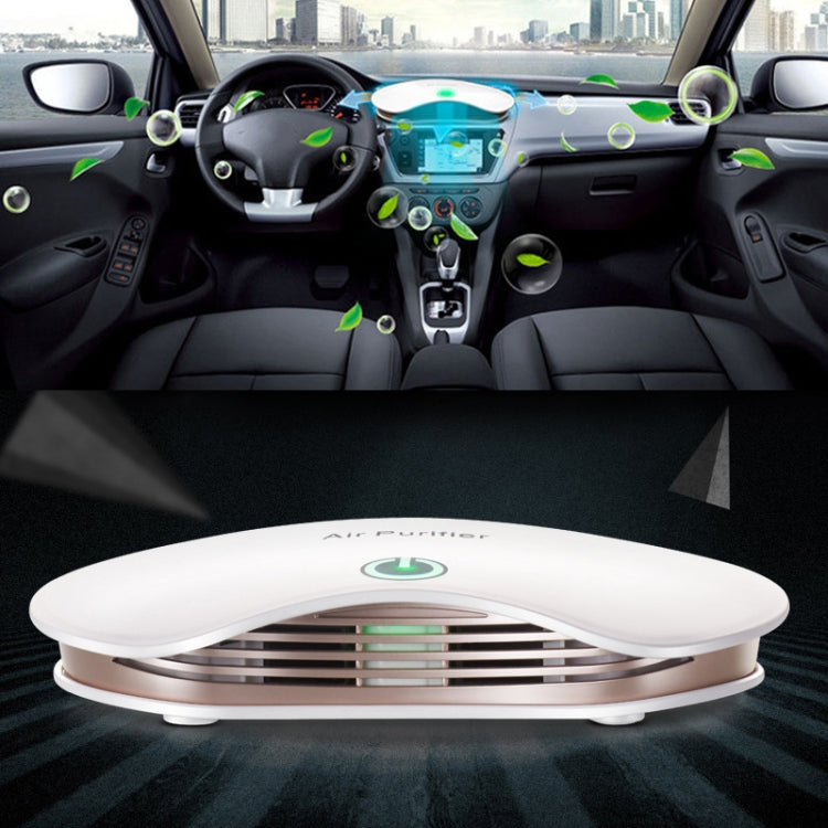White air purifier base with side grille on car floor, viewed from the driver seat area