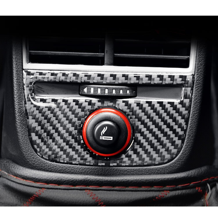 Carbon fiber-look rear air outlet decorative panel with circular dial and white vent bar