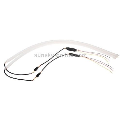 2 PCS 12V Car Daytime Running Lights Soft Article Lamp, White + Yellow Light, Length: 85cm, 85cm