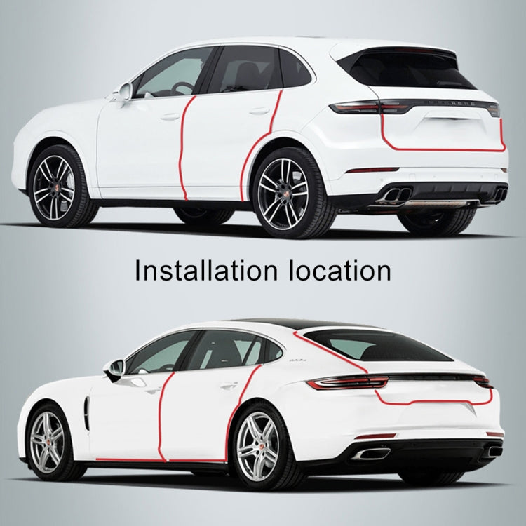 Car side view showing outline where the door edge protection tape should be applied