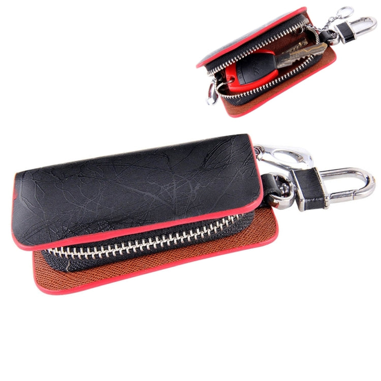 Universal Leather Roots Texture Waist Hanging Zipper Wallets Key Holder Bag (No Include Key)