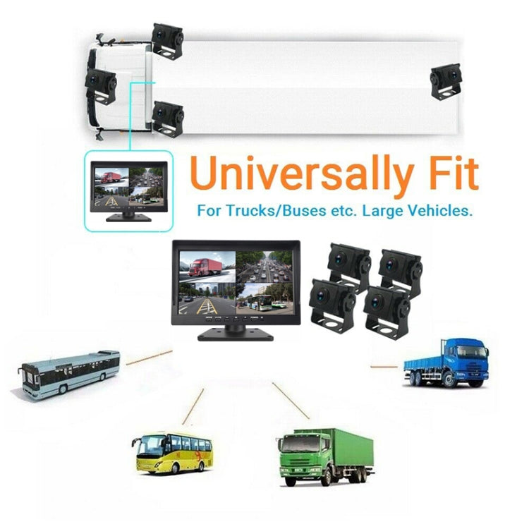 Universal-fit AHD camera set with 10-inch monitor and four mounting brackets