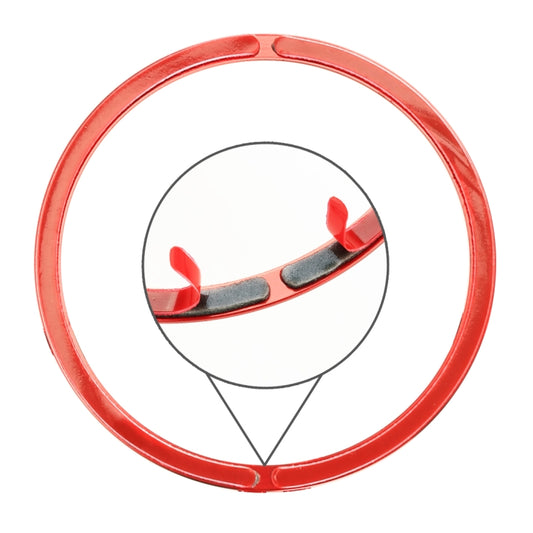 4-piece wheel hub decoration rings, red circular ring with clips detail