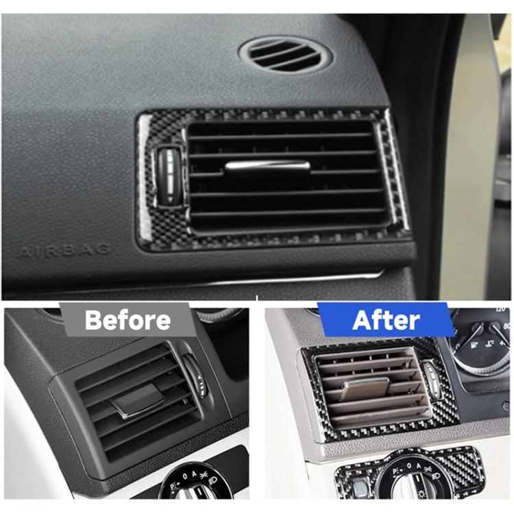 2 PCS Car Dashboard Right and Left Air Outlet Frame Carbon Fiber Decorative Sticker for Mercedes-Benz W204 2007-2013, Dashboard Right and Left Air Outlet Frame