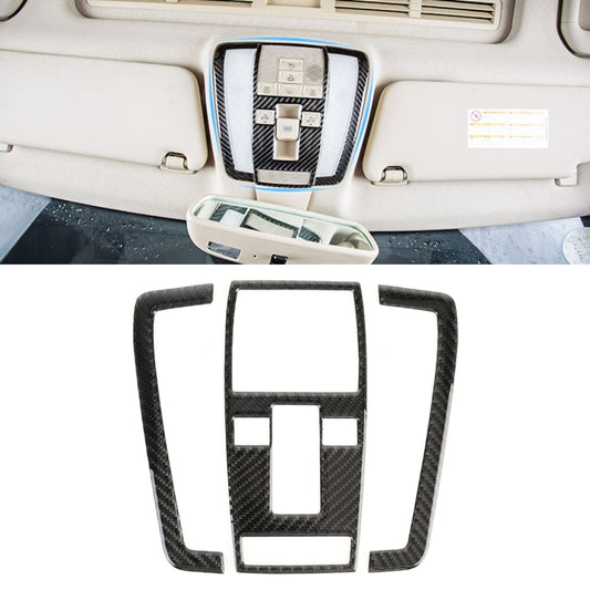Black carbon fiber dome light panel sticker overlay with cutouts and silver frame