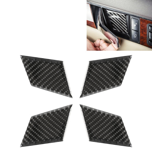 Set of four carbon fiber door inner handle wrist panel trim stickers, X-pattern pieces