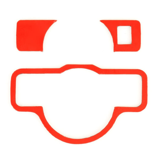 Headlight switch panel trim sticker with red protective backing and carbon fiber edges