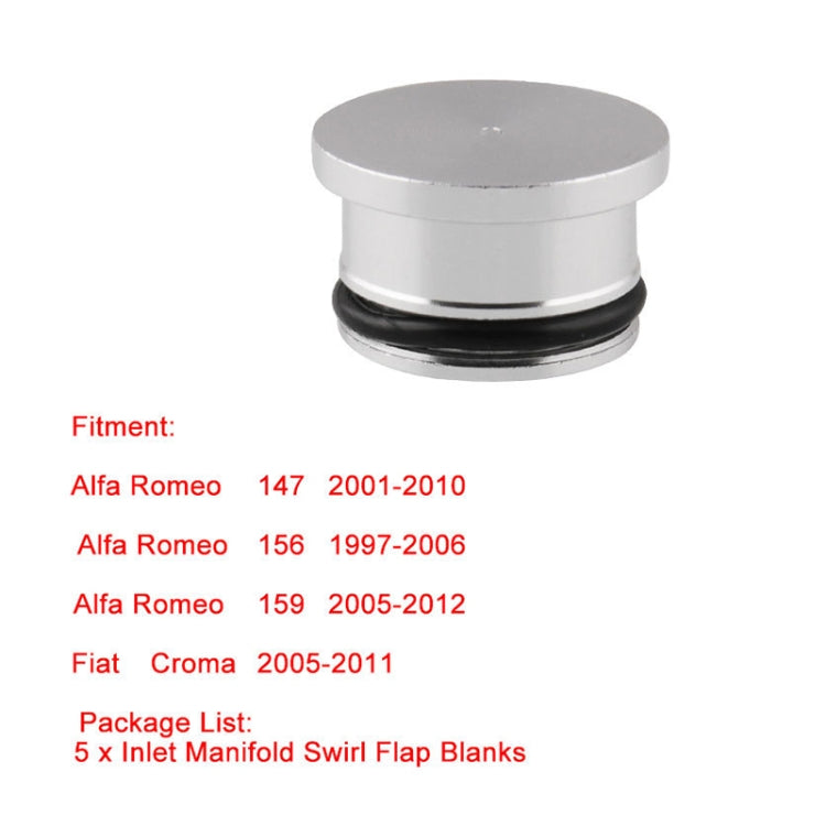 Single silver aluminum inlet manifold swirl flap blank plug with black sealing ring