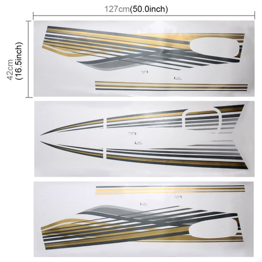 Set of car stripe decal sheets, gold and black linear design, 127cm by 42cm