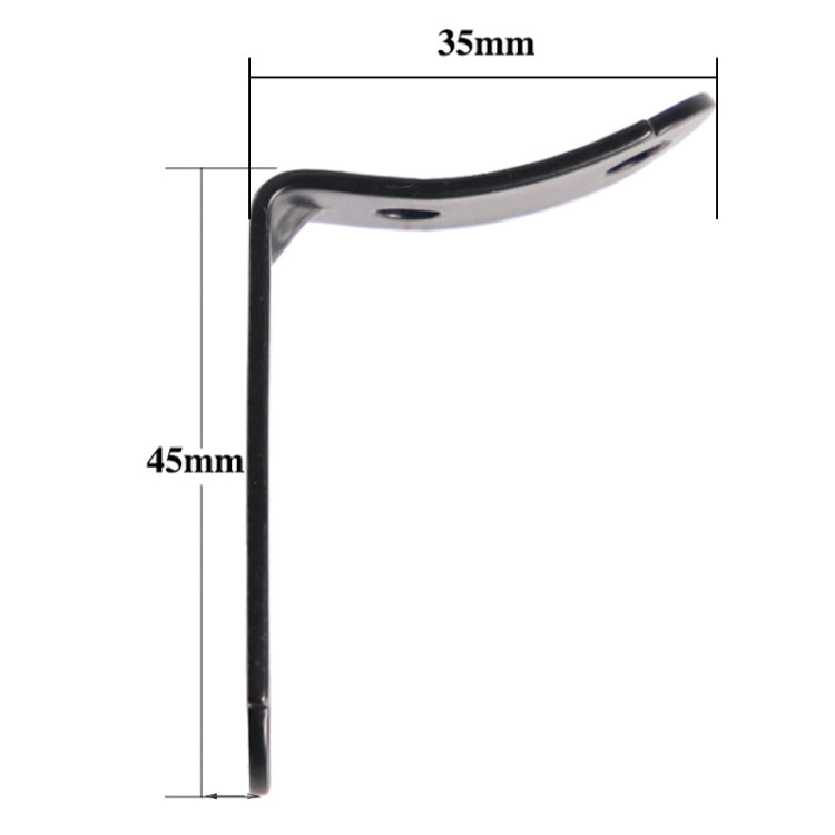 Black glove box hinge bracket size diagram, 35mm x 45mm measurement