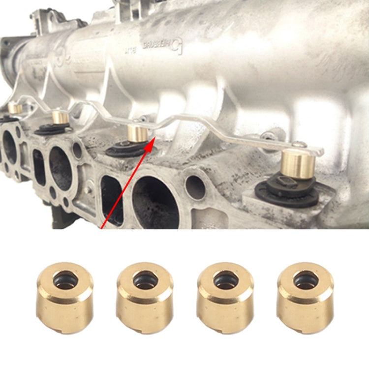 Intake manifold swirl flap mounting bushings (4), brass inserts with black center
