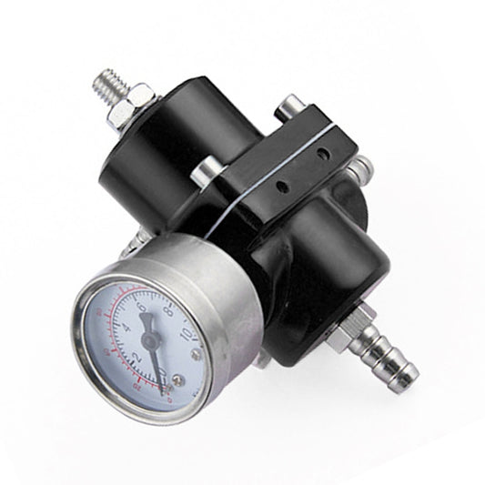 0-140PSI Universal Car Fuel Pressure Regulator with Gauge Adjustable Oil Pressure Regulator, 0-140PSI