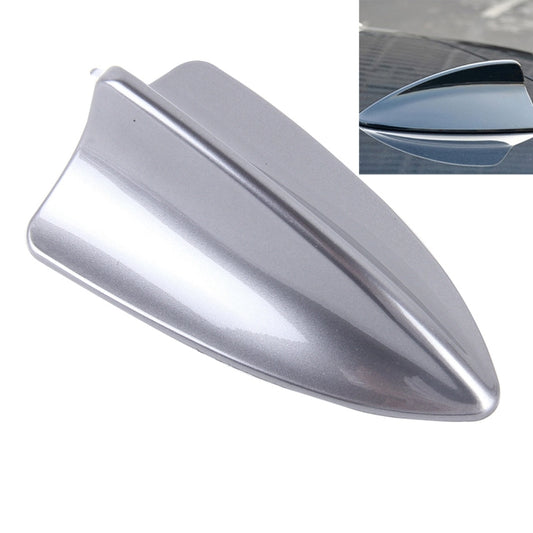 Silver shark fin car dome antenna decoration, streamlined teardrop cover.