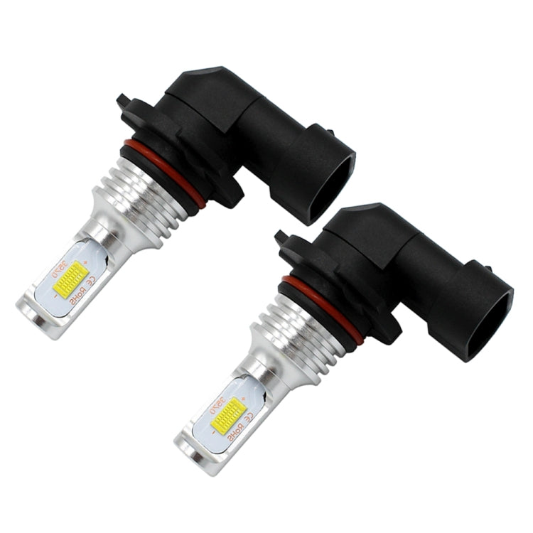 2-pack 9006/HB4 LED fog light bulbs, angled view of black socket and silver metal tubes
