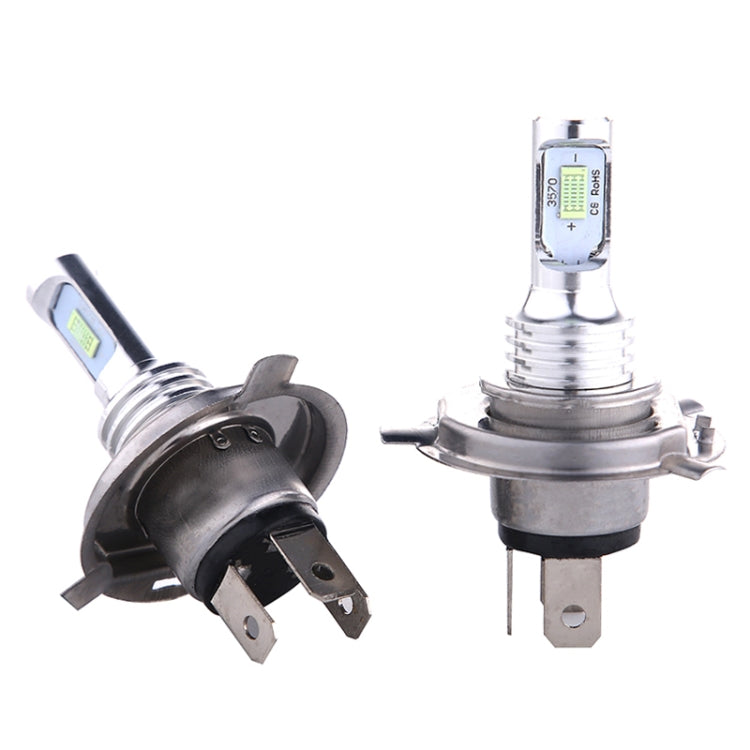 H4 LED fog light bulbs, 2-pack with round heat sink and electrical pins