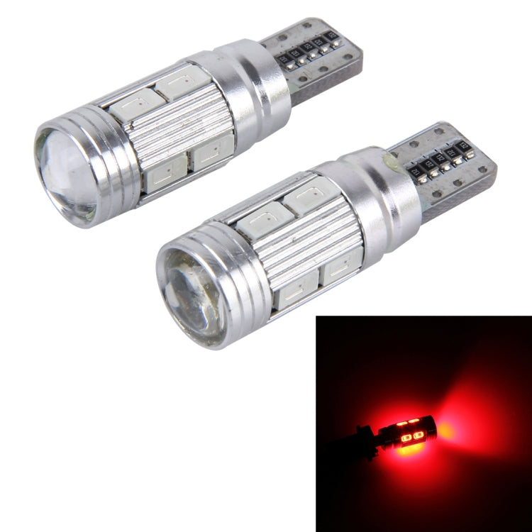 Two T10 LED clearance bulbs with chrome housing and red beam glow
