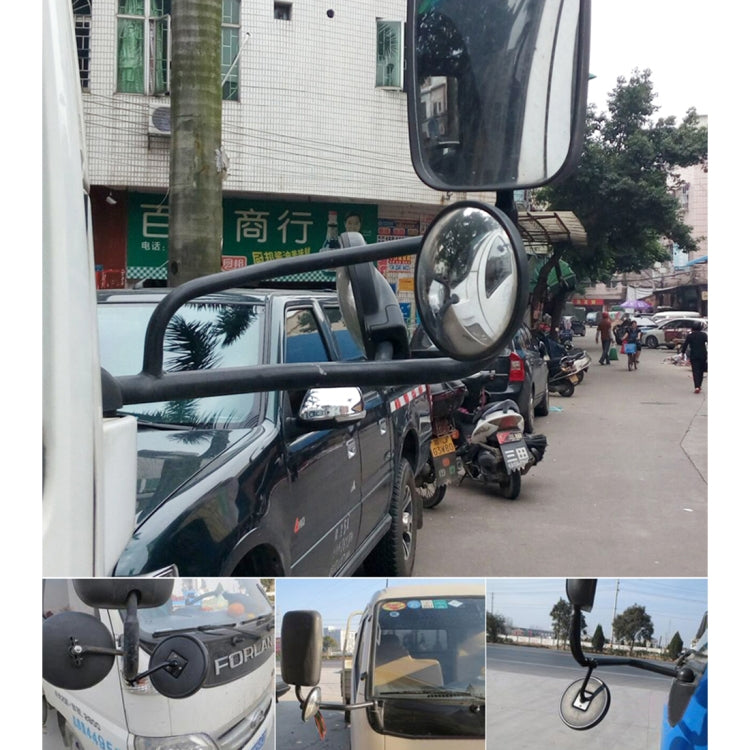 Car auxiliary rear view mirror with clamp clip and round convex viewing lens