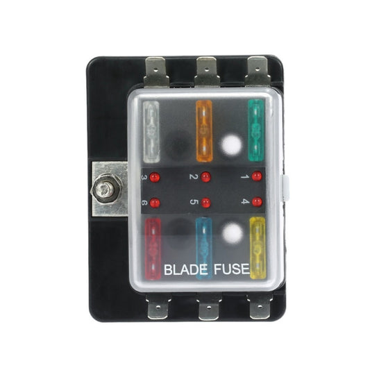 Universal 6 Way Fuse Box Block Fuse Holder Box Car Vehicle Circuit Automotive Blade Tool 6 Way Fuse Block, DC 10V-32V, 6 Way Fuse Box