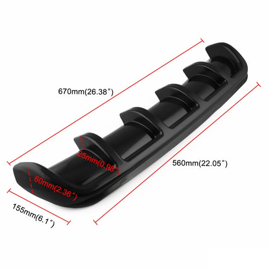 Universal Car Rear Bumper Lip Diffuser 6 Shark Fin Style Black ABS, Size: 67cm, Black