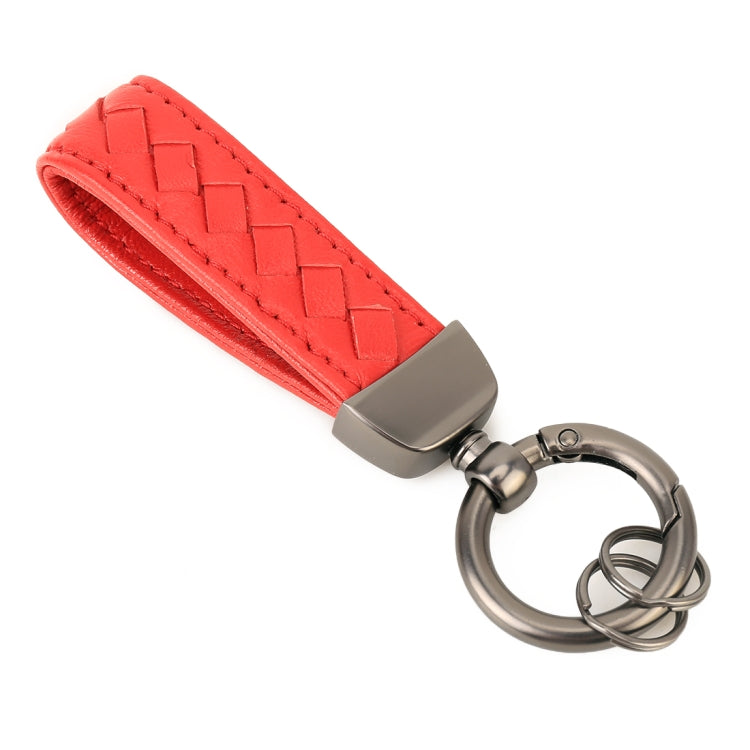 Car Metal + Braided Leather Key Ring Keychain
