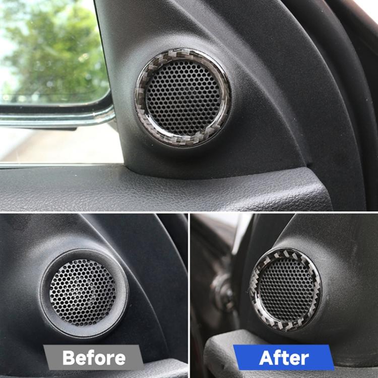 Round front horn grille with carbon fiber surround trim overlay for a fitted look