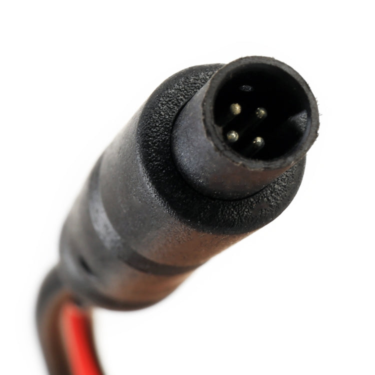 Close-up of black 4P connector plug on reversing camera extension cable