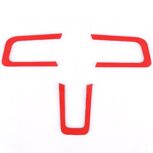 Red steering wheel button trim set, three-piece U and rectangular inserts