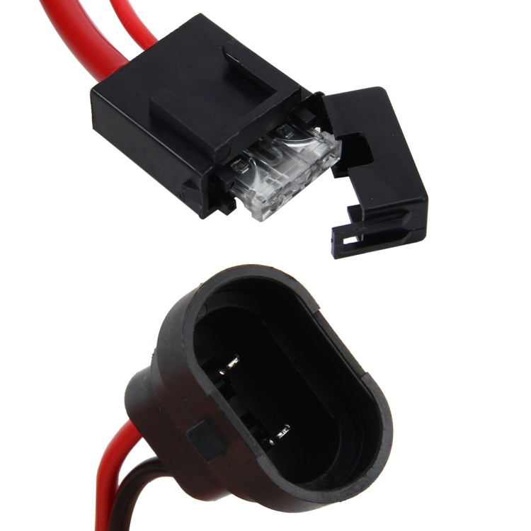 HID xenon wiring connector with red/black leads and locking plug housing