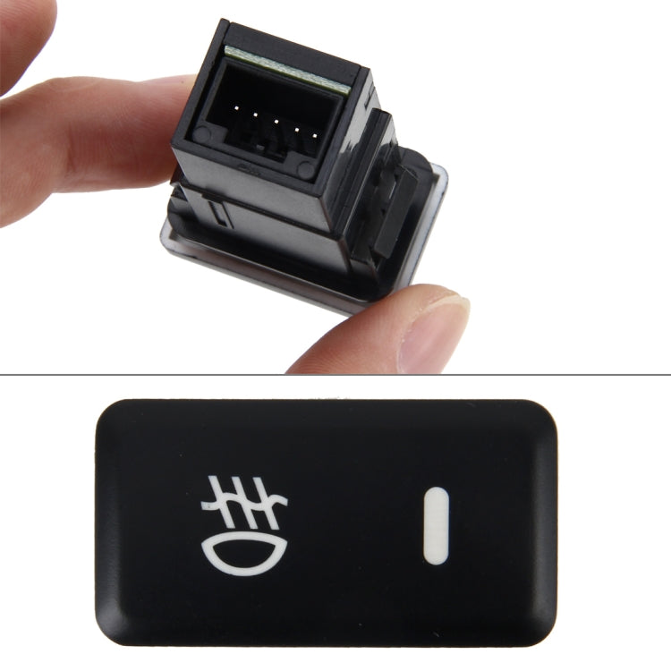 Car fog light switch button, black with white fog icon and side window