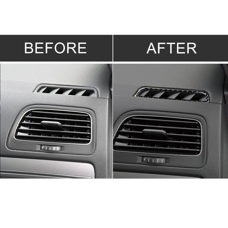 Car air outlet trim sticker showing before-and-after on dashboard vents