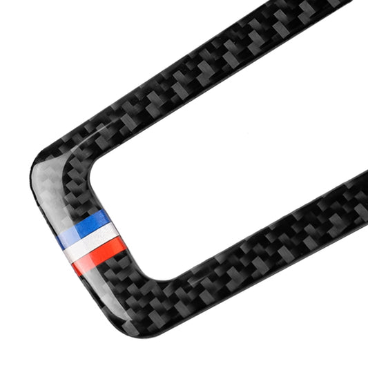 Carbon fiber trim sticker corner with blue-white-red stripe accent