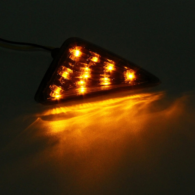 2 PCS Triangle Shape DC 12V Motorcycle 9-LED Yellow Light Turn Signal Indicator Blinker Light, Triangle Shape