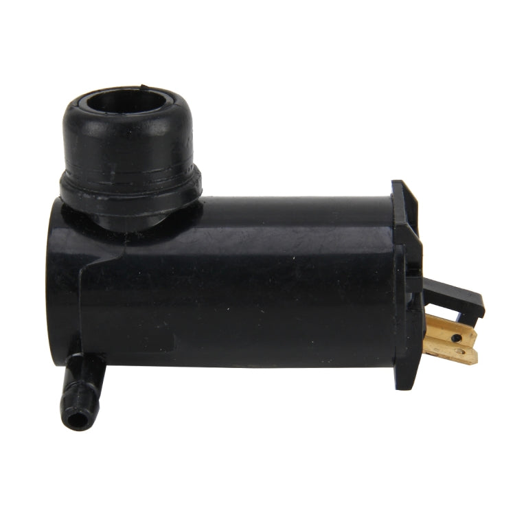 Black washer nozzle motor with side outlet and brass electrical pins
