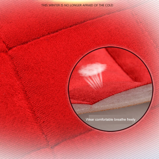 Red plush quilted car seat cushion cover fabric with padded underside detail