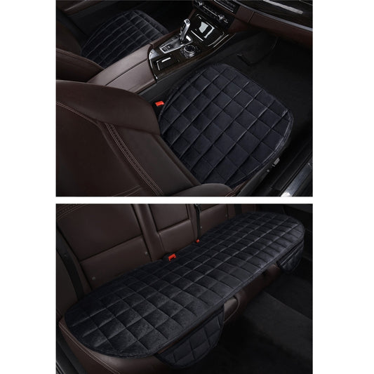 Black quilted car seat cushion cover set for front seats, padded and non-slip style