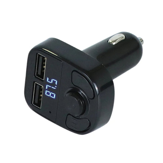 X8 Car MP3 Wireless Stereo Music Player Full Frequent FM Transmitter Wireless Car Charger Adapter with Dual USB Ports Digital Display Support U Disk and TF Card Wireless Headset for Mobile Phone, X8 3 in 1