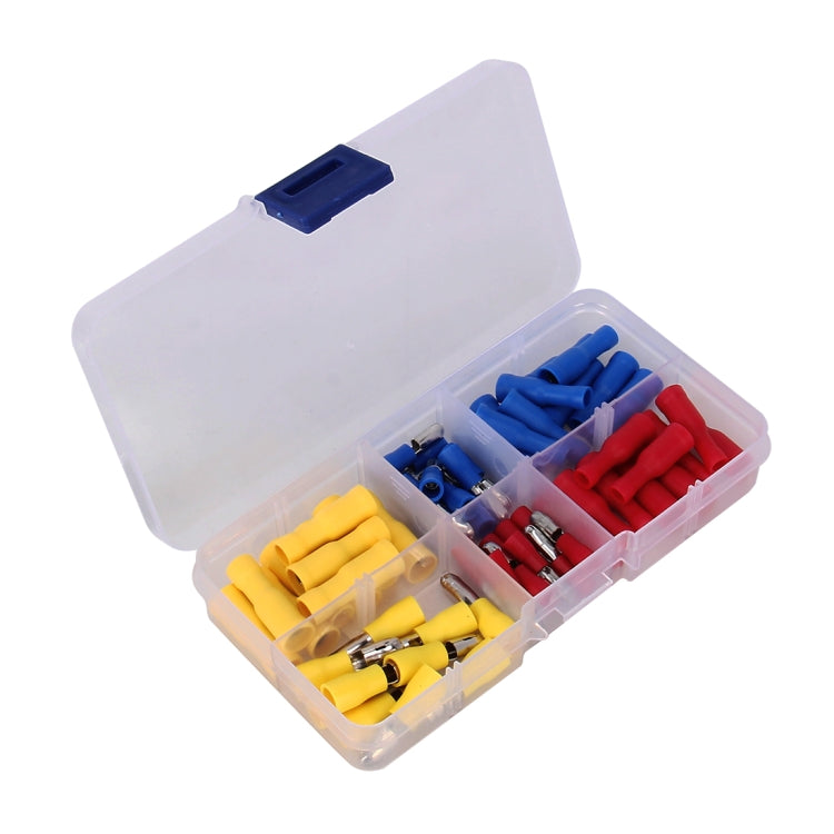 Mixed insulated bullet crimp connector kit in clear plastic compartment case