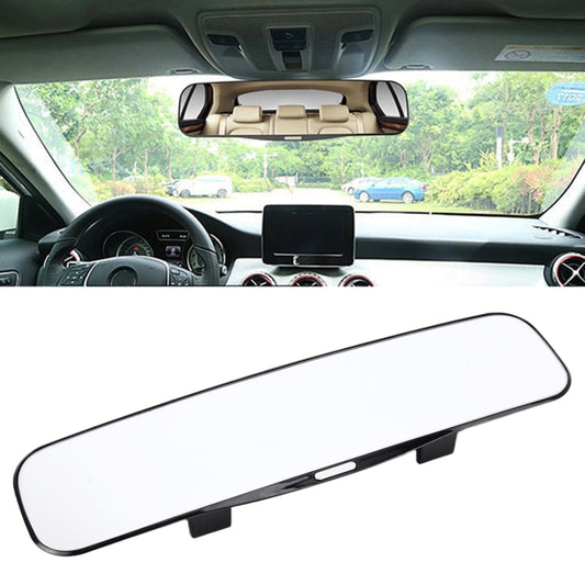 Car rearview blind spot mirror, curved white panel with black edges and mounting tabs