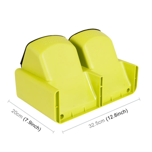 Lime green stackable planter tray with two compartments and black end caps