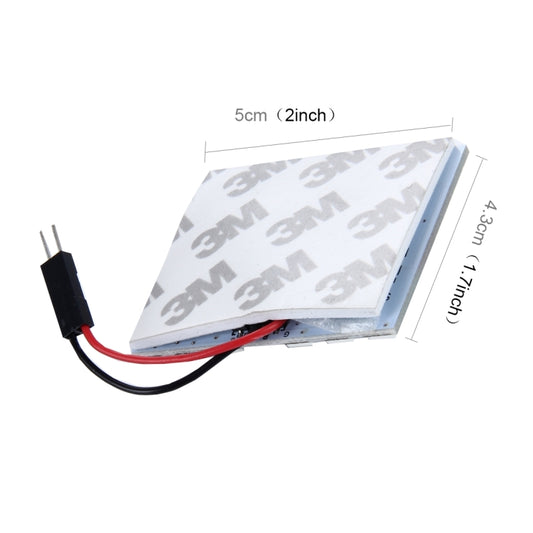 Compact LED strobe roof lamp module with white backing and red/black power leads.