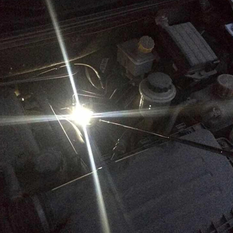 Telescoping inspection mirror with small circular lens and bright 3mm LED light