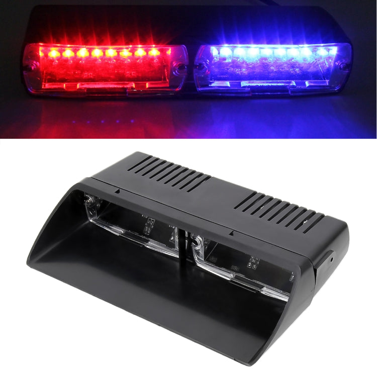 Dual LED windshield warning light bar with red and blue illumination
